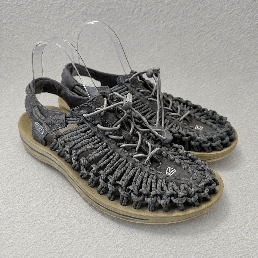 KEEN UNEEK Womens Size 9.5 Gray White Woven Cord Bungee Outdoor Water Sandals